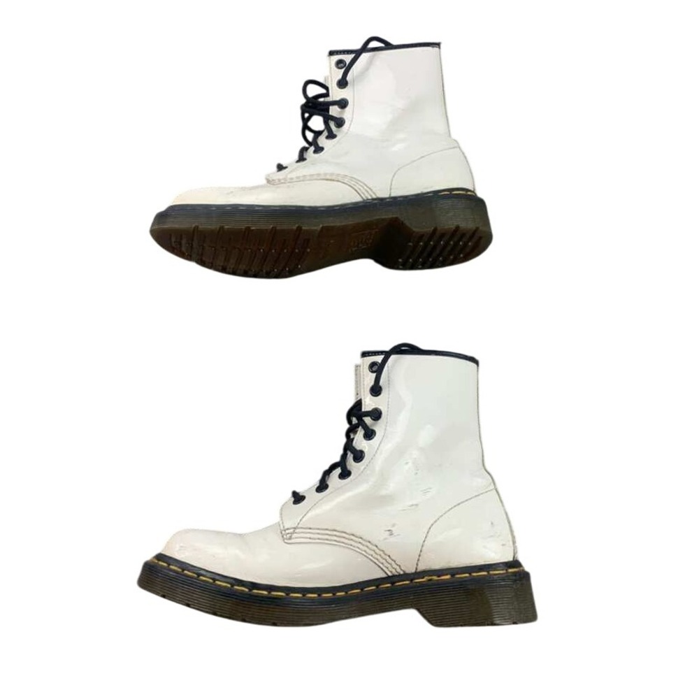Dr Martens 1460W White Patent Leather Lace Up Boots Women US 7 UK 5 EU 38